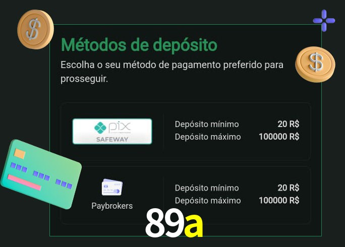 O cassino 89a oferece uma grande variedade de métodos de pagamento